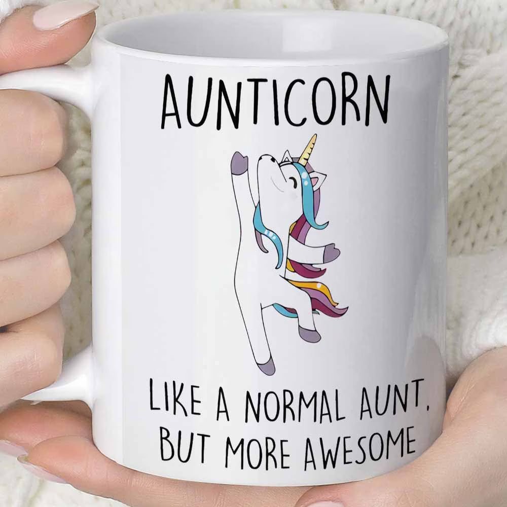 Cute "Aunticorn" Unicorn Ceramic Coffee Mug – Funny Aunt Appreciation & Family Novelty Cup (M1119)
