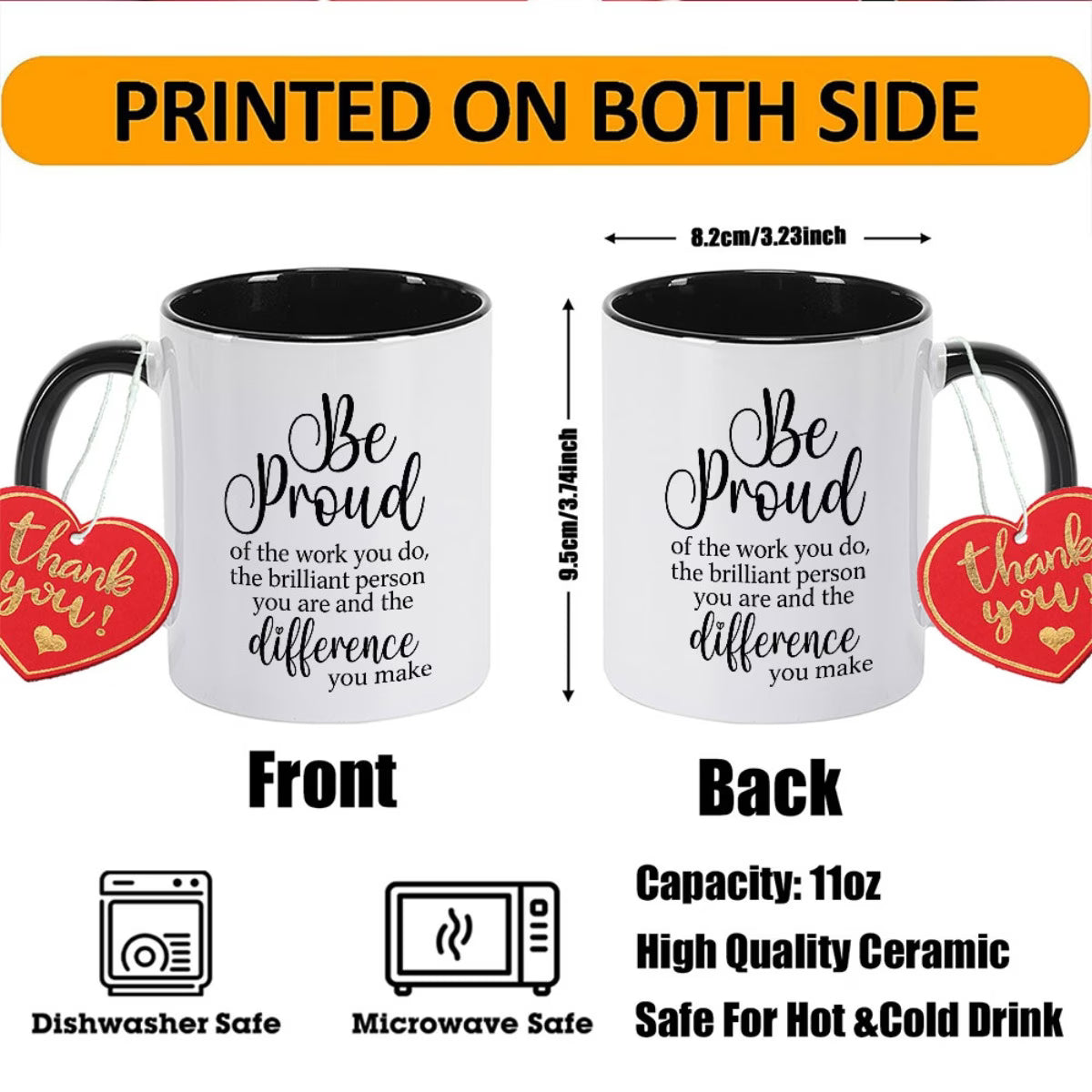 Personalized "Be Proud of the Work You Do" Ceramic Coffee Mug – Inspirational Quote, Appreciation Gift & Uplifting Novelty Cup (M1182)