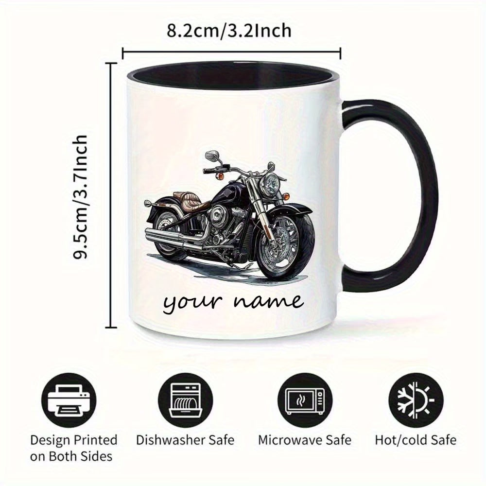 Personalized "Classic Cruiser" Motorcycle Ceramic Coffee Mug – Custom Name Biker & Chopper Novelty Cup (M1088)