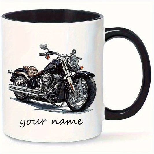 Personalized "Classic Cruiser" Motorcycle Ceramic Coffee Mug – Custom Name Biker & Chopper Novelty Cup (M1088)