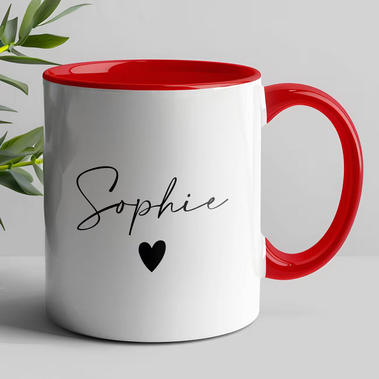 Personalized "Name with Heart" Ceramic Coffee Mug – Custom Name Elegant Typography Novelty Cup (M1123)