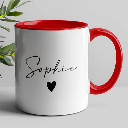 Personalized "Name with Heart" Ceramic Coffee Mug – Custom Name Elegant Typography Novelty Cup (M1123)