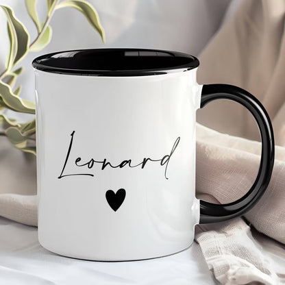 Personalized "Name with Heart" Ceramic Coffee Mug – Custom Name Elegant Typography Novelty Cup (M1123)