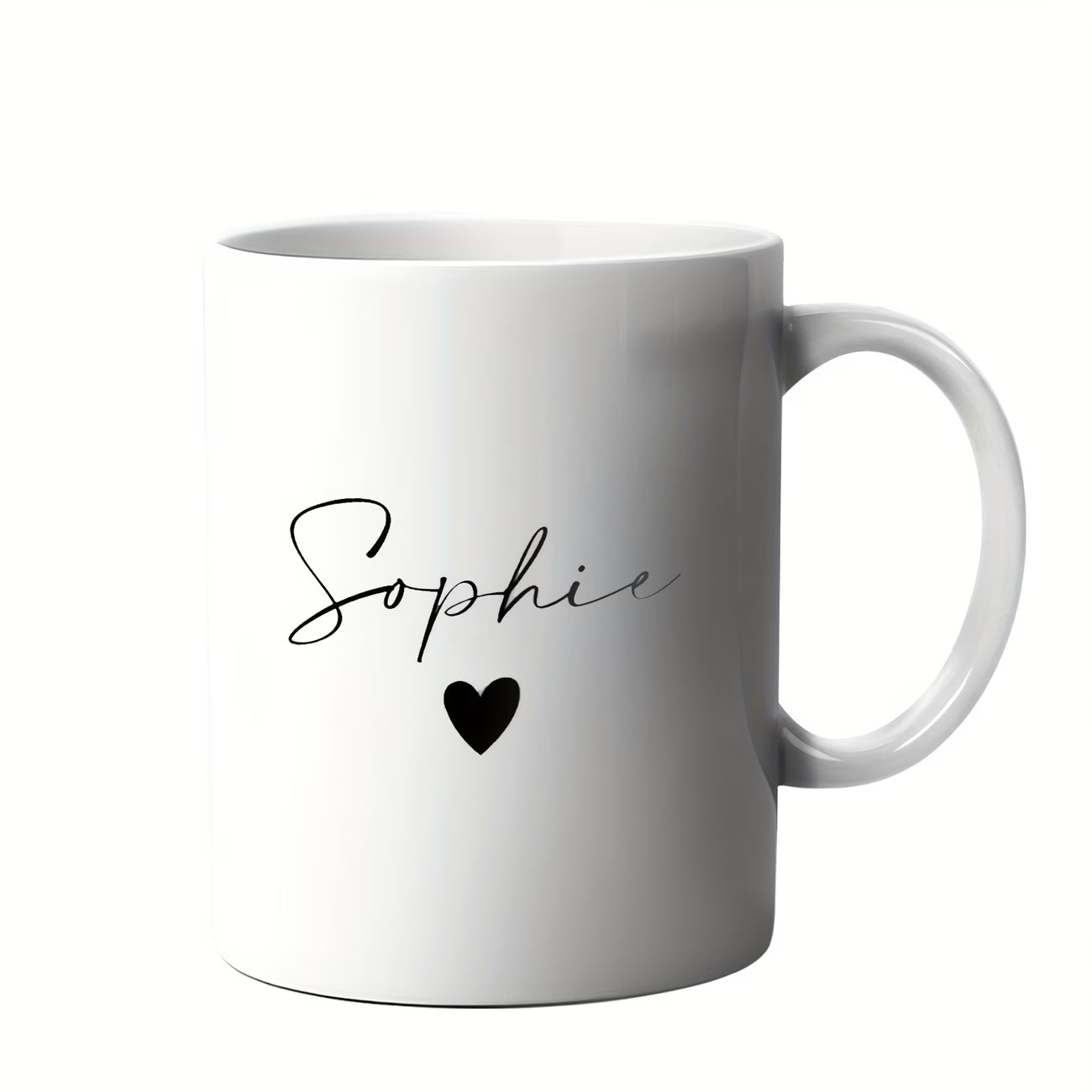 Personalized "Name with Heart" Ceramic Coffee Mug – Custom Name Elegant Typography Novelty Cup (M1123)