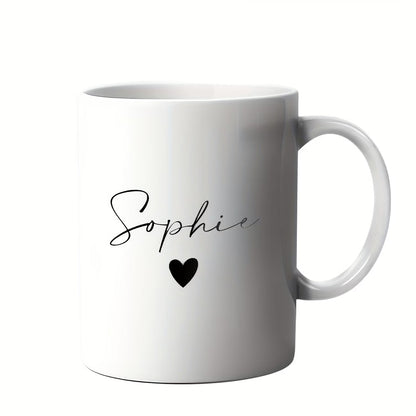Personalized "Name with Heart" Ceramic Coffee Mug – Custom Name Elegant Typography Novelty Cup (M1123)