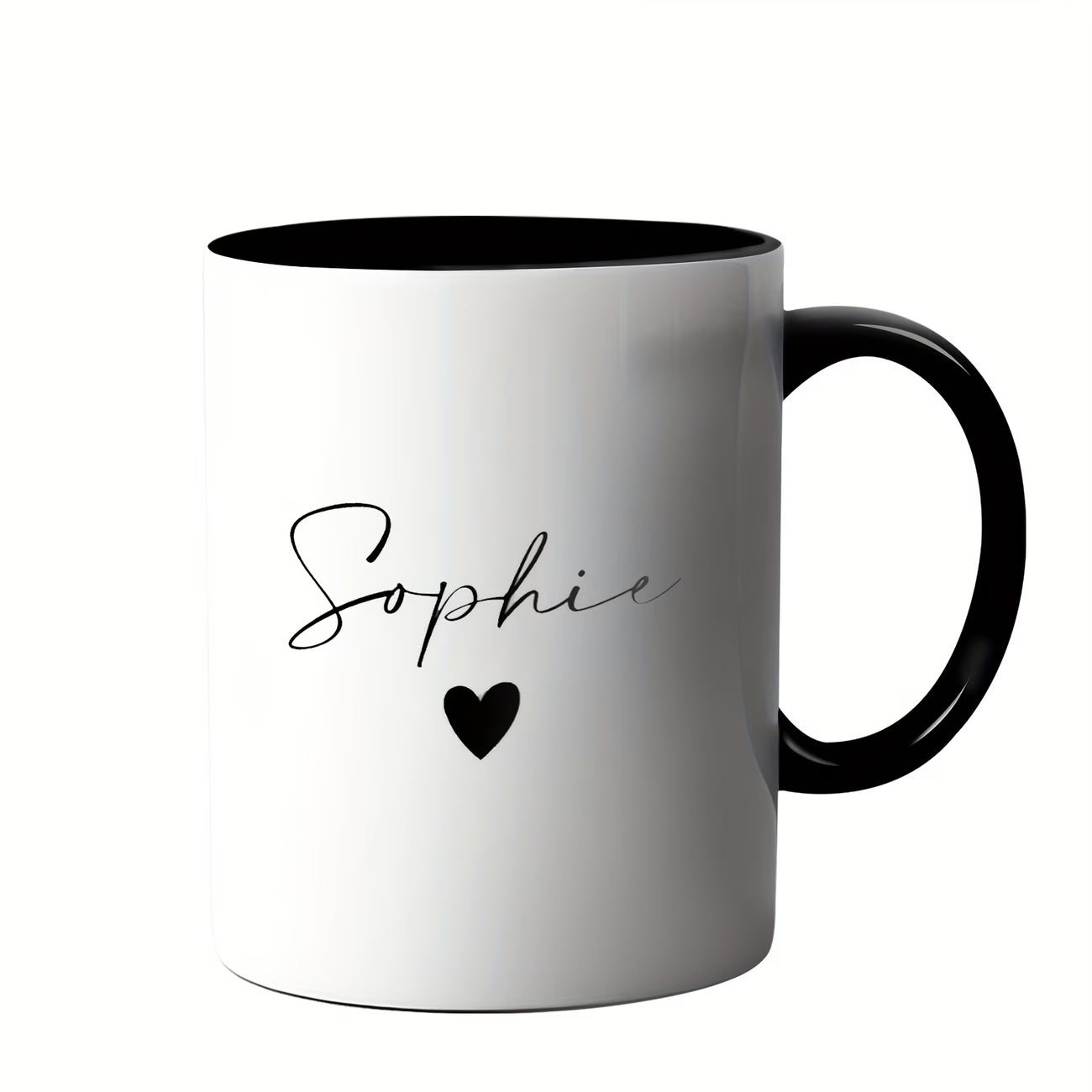 Personalized "Name with Heart" Ceramic Coffee Mug – Custom Name Elegant Typography Novelty Cup (M1123)