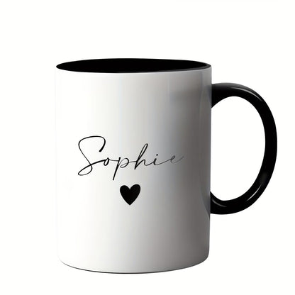 Personalized "Name with Heart" Ceramic Coffee Mug – Custom Name Elegant Typography Novelty Cup (M1123)
