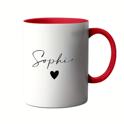 Personalized "Name with Heart" Ceramic Coffee Mug – Custom Name Elegant Typography Novelty Cup (M1123)