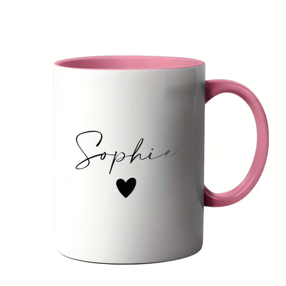 Personalized "Name with Heart" Ceramic Coffee Mug – Custom Name Elegant Typography Novelty Cup (M1123)