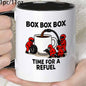 Funny "Box Box Box Time For A Refuel" F1 Pit Crew Ceramic Coffee Mug – Formula 1 Racing & Coffee Lover Novelty Cup with Black Accent (M1107)
