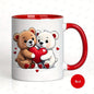 Cute "Two Bears Holding Heart" Ceramic Coffee Mug – Romantic Couple & Valentine's Day Novelty Cup with Pink Accent (M1127)