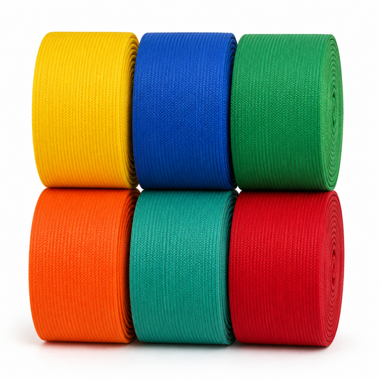6-Pack Heavy-Duty Elastic Webbing Straps – 16.4 ft Colorful Stretch Band Rolls for Sewing, DIY Crafts, Repairs & Bag Making
