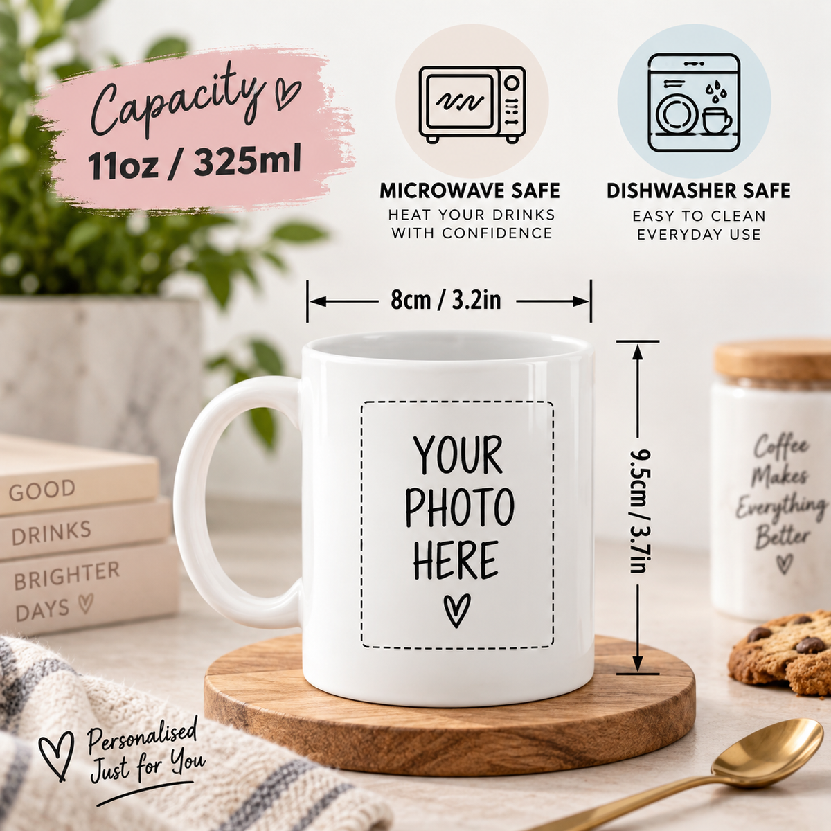 Personalized Mug "Custom Photo Memories" Ceramic Coffee Mug – Personalized Picture Customization, Double-Sided Photo Print & Couple Novelty Cup | Available in Multicolours | Fast Dispatch by UK Seller (M1186)