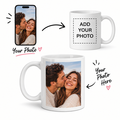 Personalized Mug "Custom Photo Memories" Ceramic Coffee Mug – Personalized Picture Customization, Double-Sided Photo Print & Couple Novelty Cup | Available in Multicolours | Fast Dispatch by UK Seller (M1186)