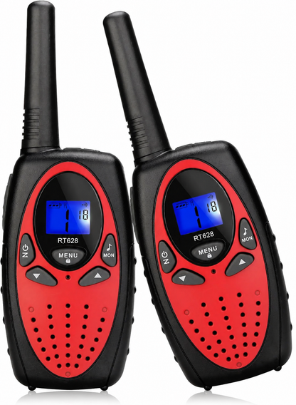 Walkie Talkies for Kids, Long Range VOX Keylock Children Toy Gifts for Birthday and Holiday, Easy to Use for Camping Hiking and Adventure (1 Pair, Red)