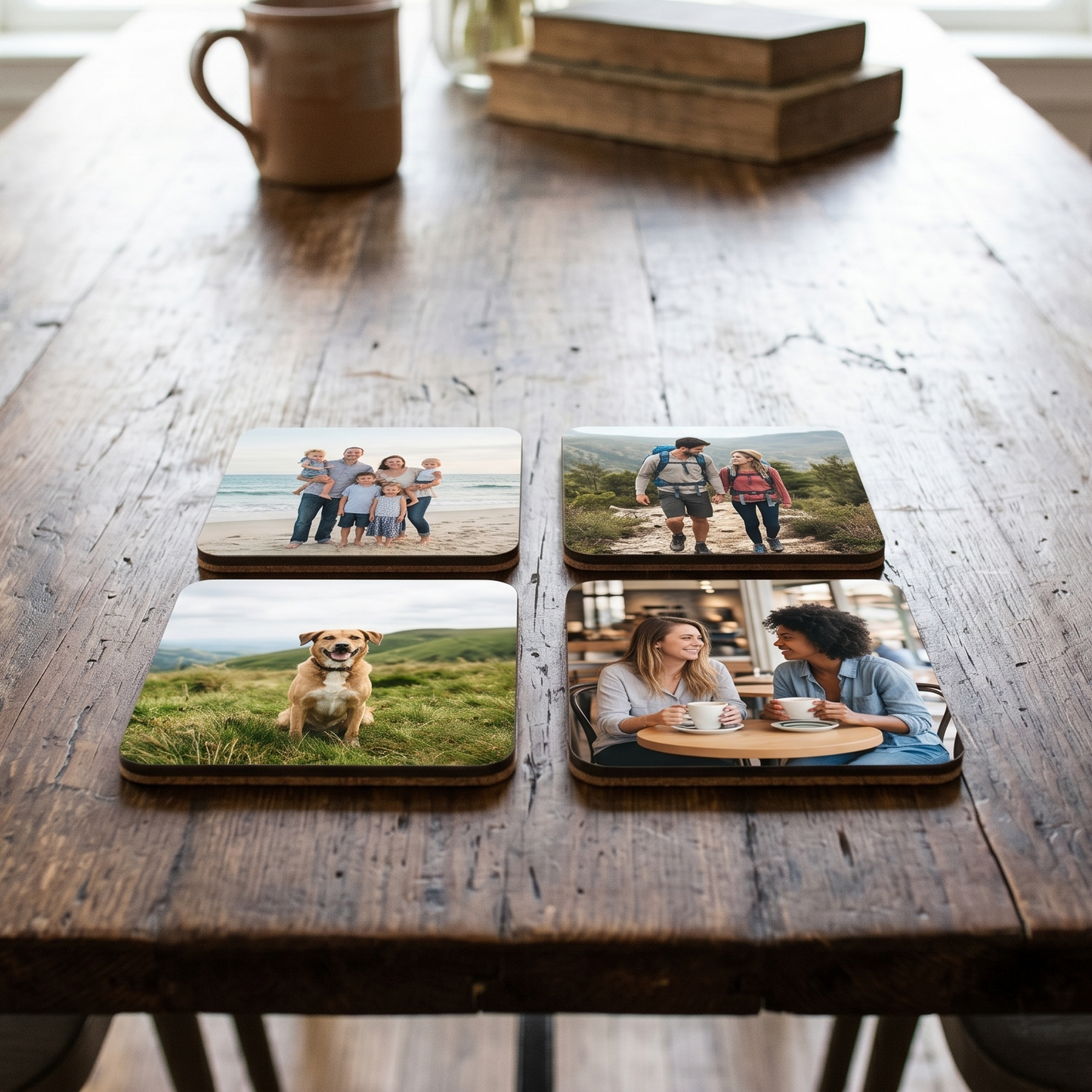 Personalised Premium Set of 2 Coasters. Customised with Any Text, Image or Logo (C1001)