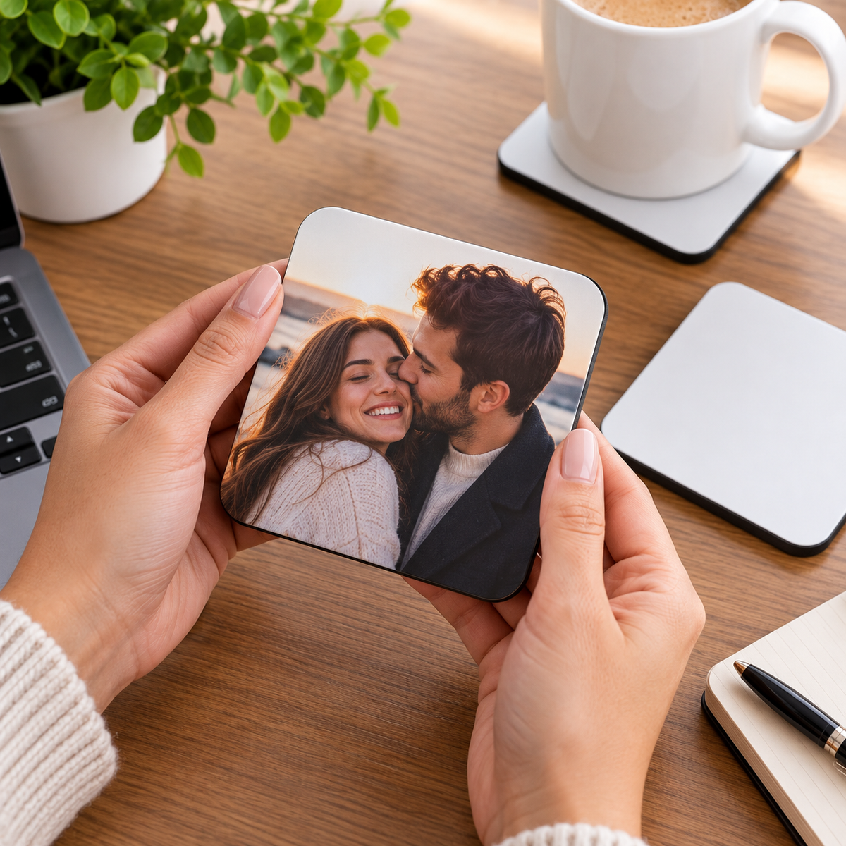 Personalised Square Coaster "Your Photo / Design Here" Custom Photo 9x9cm Hardboard Drinks Mat â€“ High Gloss Coffee & Tea Coaster with Non-Slip Backing Gift | Available in Multipacks | Fast Dispatch by UK Seller (C1001)