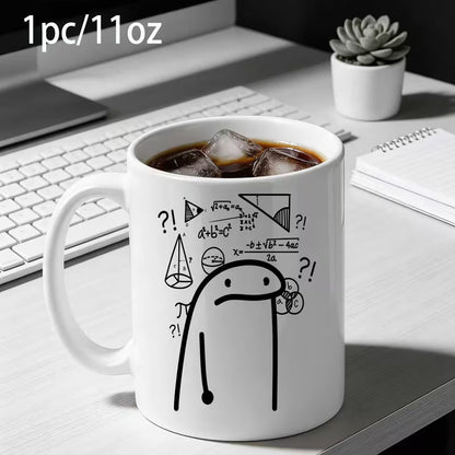 Funny Confused Math Meme Character Ceramic Coffee Mug – Novelty Cute Science & Calculus Joke Tea Cup (M1007)