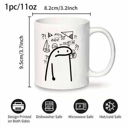 Funny Confused Math Meme Character Ceramic Coffee Mug – Novelty Cute Science & Calculus Joke Tea Cup (M1007)