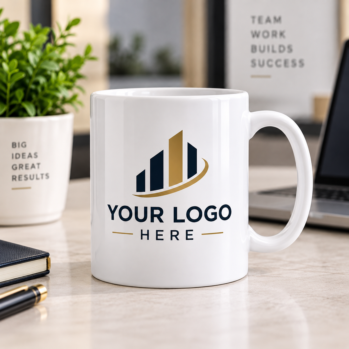 Personalised Corporate Mug "Your Logo Here" Custom Business Branding 325ml Ceramic Coffee Mug Professional Office Desk Tea Cup with Company Logo Print Gift | Available in Multicolours | Fast Dispatch by UK Seller (M1320)