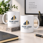 Personalised Corporate Mug "Your Logo Here" Custom Business Branding 325ml Ceramic Coffee Mug Professional Office Desk Tea Cup with Company Logo Print Gift | Available in Multicolours | Fast Dispatch by UK Seller (M1320)