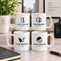 Personalised Corporate Mug "Your Logo Here" Custom Business Branding 325ml Ceramic Coffee Mug Professional Office Desk Tea Cup with Company Logo Print Gift | Available in Multicolours | Fast Dispatch by UK Seller (M1320)