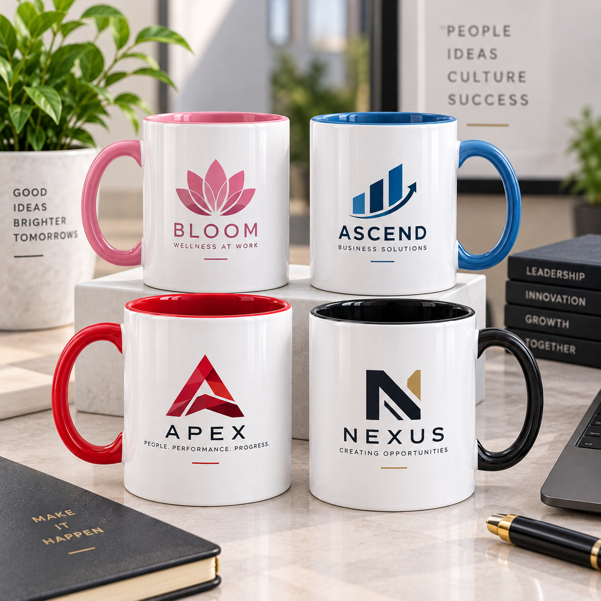 Personalised Corporate Mug "Your Logo Here" Custom Business Branding 325ml Ceramic Coffee Mug Professional Office Desk Tea Cup with Company Logo Print Gift | Available in Multicolours | Fast Dispatch by UK Seller (M1320)