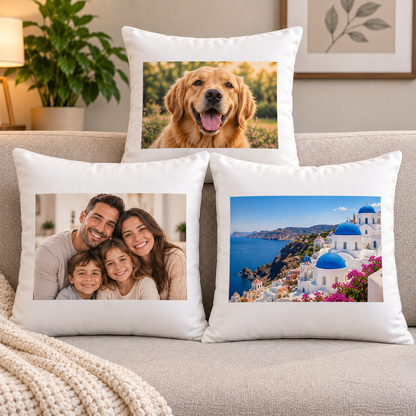 Personalised Photo Cushion Cover "Your Photo Here" Custom Picture Satin Pillow Case Soft Silky Throw Cushion with Hidden Zip Closure & Vibrant Print Gift | Cover Only or With Cushion Insert | Fast Dispatch by UK Seller (CS1001)