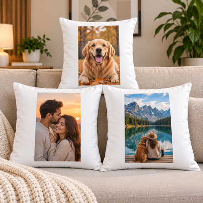 Personalised Photo Cushion Cover "Your Photo Here" Custom Picture Satin Pillow Case Soft Silky Throw Cushion with Hidden Zip Closure & Vibrant Print Gift | Cover Only or With Cushion Insert | Fast Dispatch by UK Seller (CS1001)