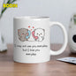 Personalized "Cute Cats Talking on Phone" Ceramic Coffee Mug – Long Distance Relationship Quote, Peach & Goma Cats & Romantic Novelty Cup (M1179)