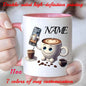 Personalized "Cute Coffee Cup Character with Phone" Ceramic Coffee Mug – Custom Name Barista, Coffee Lover & Cute Cartoon Novelty Cup (M1187)