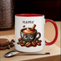 Personalized "Cute Coffee Cup with Beans" Ceramic Coffee Mug – Custom Name Coffee Lover, Cute Cartoon Character & Cafe Novelty Cup (M1166)