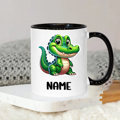 Personalized "Cute Little Alligator" Ceramic Coffee Mug – Custom Name Happy Crocodile, Kids Reptile & Animal Novelty Cup (M1167)