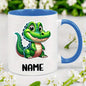 Personalized "Cute Little Alligator" Ceramic Coffee Mug – Custom Name Happy Crocodile, Kids Reptile & Animal Novelty Cup (M1167)