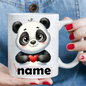 Personalized "Cute Baby Panda Holding Heart" Ceramic Coffee Mug – Custom Name Kawaii Panda & Animal Lover Novelty Cup (M1143)