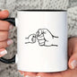 Personalized "Dad & Kids Fist Bump" Ceramic Coffee Mug – Custom Names Father's Day, Family Line Art & Dad Appreciation Novelty Cup (M1176)