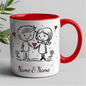 Personalized "Doodle Couple Holding Hands" Ceramic Coffee Mug – Custom Names Romantic Couple & Valentine's Day Novelty Cup (M1157)