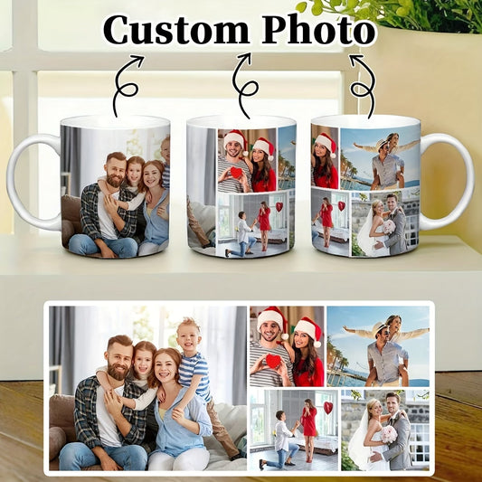 Personalized Multi-Photo Collage Ceramic Coffee Mug – Custom Picture Keepsake Drinkware (M1015)