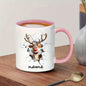 Personalized "Funny 3D Cracking Wall Reindeer" Ceramic Coffee Mug – Custom Name Christmas Cartoon Reindeer & Holiday Novelty Cup (M1154)