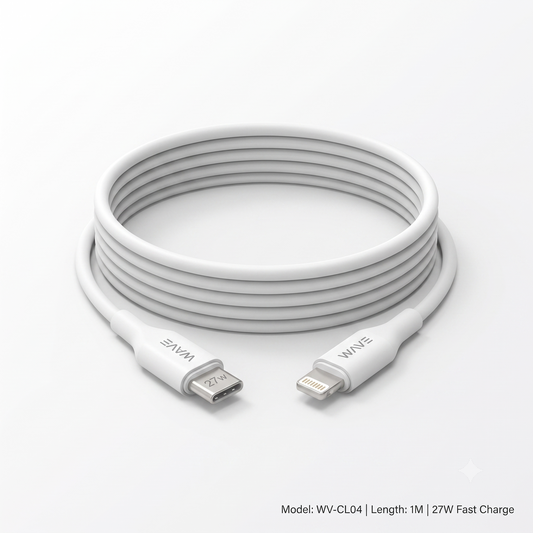 27W Fast Charging USB-C to IP Cable (1m) | High-Speed Power Delivery Lead & Data Sync Cord for Mobile Devices