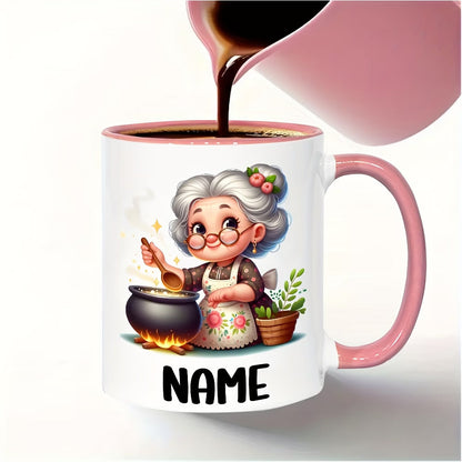 Personalized "Grandma Cooking" Ceramic Coffee Mug – Custom Name Elderly Woman Kitchen, Baking & Grandmother Novelty Cup (M1175)