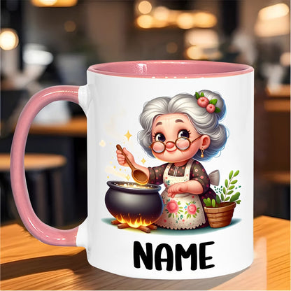 Personalized "Grandma Cooking" Ceramic Coffee Mug – Custom Name Elderly Woman Kitchen, Baking & Grandmother Novelty Cup (M1175)