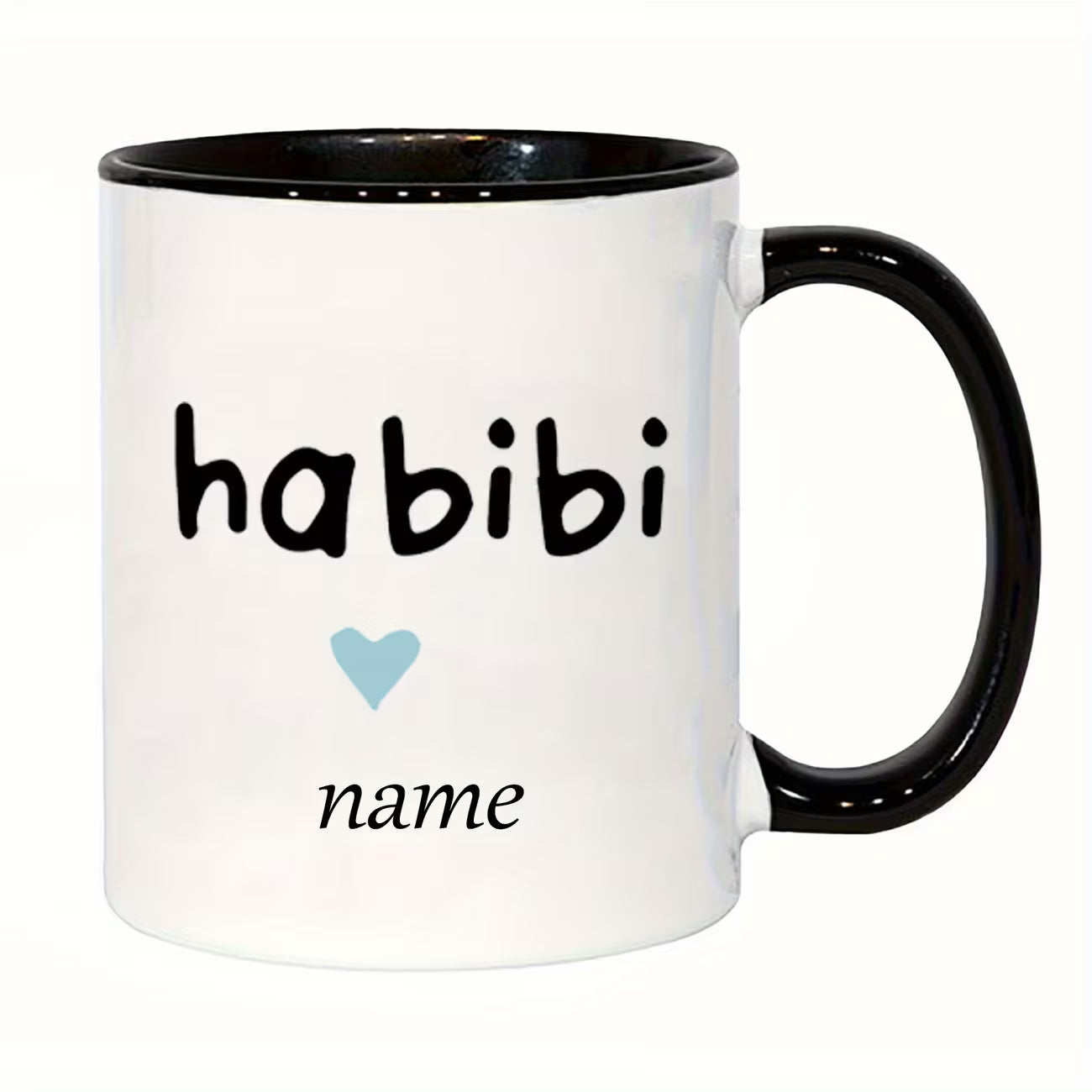 Personalized "Habibi & Habibti" Couple Ceramic Coffee Mugs – Custom Name Arabic Terms of Endearment & Romantic Novelty Cup Set (M1133)