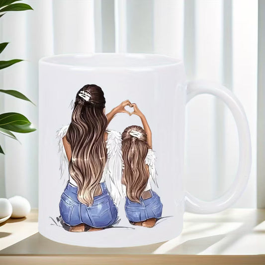 Personalized "Mother & Daughter Angel" Ceramic Coffee Mug – Family Love & Mother's Day Gift Novelty Cup (M1102)