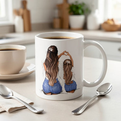 Personalized "Mother & Daughter Angel" Ceramic Coffee Mug – Family Love & Mother's Day Gift Novelty Cup (M1102)