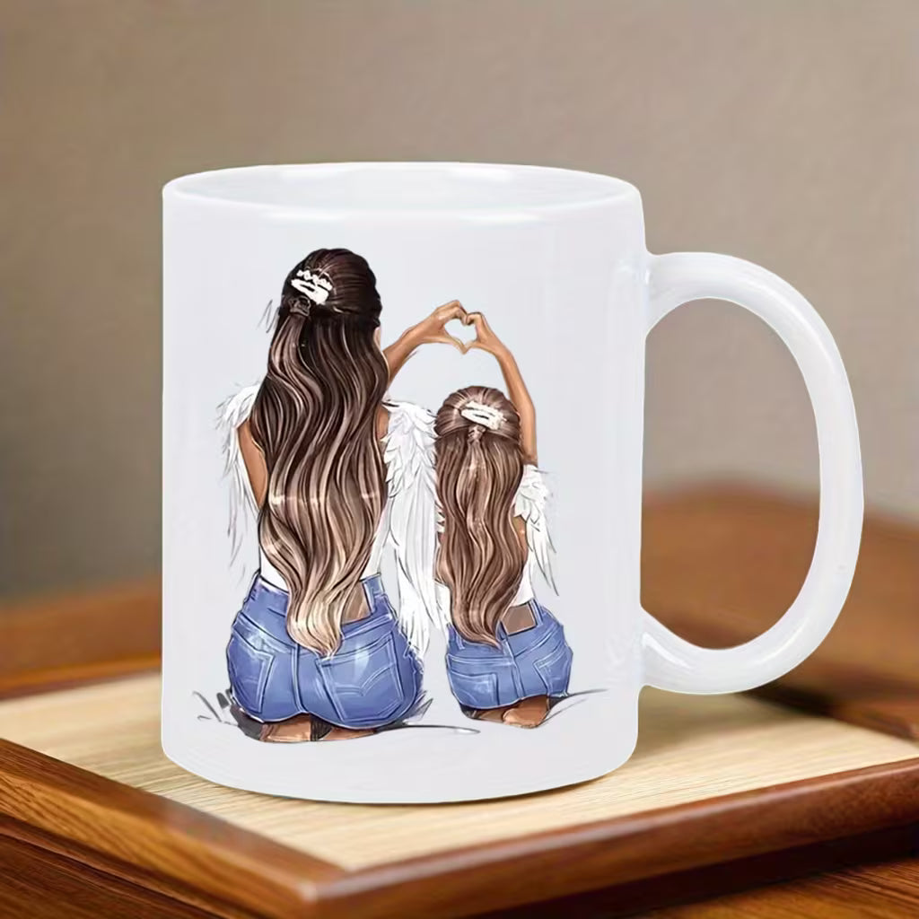 Personalized "Mother & Daughter Angel" Ceramic Coffee Mug – Family Love & Mother's Day Gift Novelty Cup (M1102)