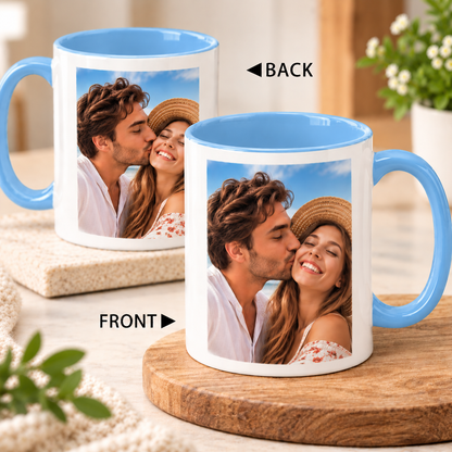 Personalized Mug "Custom Photo Memories" Ceramic Coffee Mug – Personalized Picture Customization, Double-Sided Photo Print & Couple Novelty Cup | Available in Multicolours | Fast Dispatch by UK Seller (M1186)