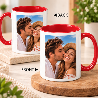 Personalized Mug "Custom Photo Memories" Ceramic Coffee Mug – Personalized Picture Customization, Double-Sided Photo Print & Couple Novelty Cup | Available in Multicolours | Fast Dispatch by UK Seller (M1186)