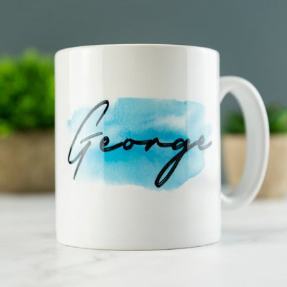 Personalized "Pink Watercolor Brushstroke Name" Ceramic Coffee Mug – Custom Name Elegant Script, Minimalist Watercolor & Personalized Gift Novelty Cup (M1162)
