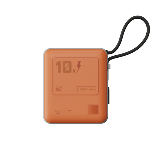 WYE 10000mAh Power Bank 20W PD Fast Charger Portable Powerbank with Built-in Cable Loop